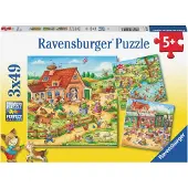 Ravensburger Landelijke vakantie - Kinderpuzzel 3 x 49 stukjes - Vanaf 5+