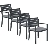 Garden Impressions Amarillo tuinstoel donker grijs - 4 stuks
