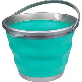 Abbey camp Opvouwbare Emmer - 15 Liter - Groen/Grijs - Met Handvat - Compact Opvouwbaar