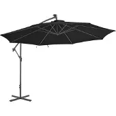 vidaXL Zweefparasol met LED-verlichting 350 cm zwart