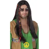Boland Pruik hippie man (zwart)