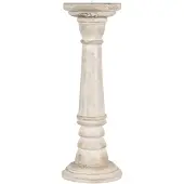 Clayre & Eef Kandelaar Ø 10x30 Cm Beige Hout Kaarsenstandaard Kaarsenhouder Beige Kaarsenstandaard Kaarsenhouder