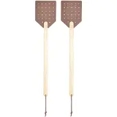 Esschert Design 2x stuks vliegenmeppers hout/leer 52 cm - Vliegenmeppers - Ongediertebestrijding