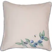 Clayre & Eef Kussenhoes 40x40 cm Beige Katoen Bosbessen Sierkussenhoes Beige Sierkussenhoes