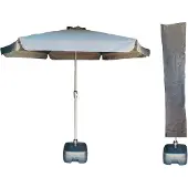 CUHOC Parasol met voet en hoes - Parasol Sunny Grey - Ø300cm + Verrijdbare Parasolvoet + Parasolhoes - Parasol COMBI