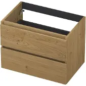 Ink Onderkast 70x45cm - Greeploos - 2 Lades - Fineer Natur - Badkamermeubels, Wastafelonderkasten - 8718835088460