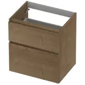 Ink Onderkast 60x45cm - Greeploos - 2 Lades Asymmetrisch - Fineer Ash Grey - Badkamermeubels, Wastafelonderkasten - 8718835131333
