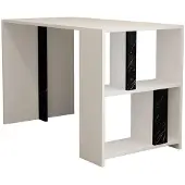 Skye Decor , Lima - Wit, zwart marmer, bureau, wit, 100% melaminecoating op spaanplaat, 120 x 60 x 75,4 cm