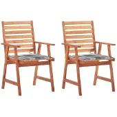 vidaXL Tuinstoelen 2 st met kussens massief acaciahout