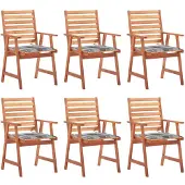 vidaXL Tuinstoelen 6 st met kussens massief acaciahout