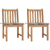 vidaXL Tuinstoelen 2 st met kussens massief teakhout