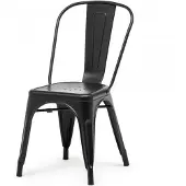 HorecaTraders Stapelstoel Tolix | Staal | Zwart | 4 stuks