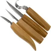 BeaverCraft 4 Knife Set with Tool Roll