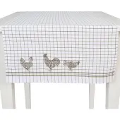 Clayre & Eef - Tafelloper - Landelijk - geruit - Kippen & Hanen - Country Side Chicken - 50 x 140 cm