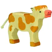 Holztiger Boerderij - Kalf Staand - 11X3X9Cm - Houten Figuur - Handgemaakt