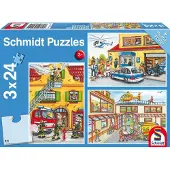 Schmidt - Legpuzzel - Brandweer en politie - 3 x 24 stukjes - Kinderen - vanaf 3 jaar