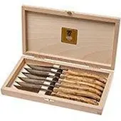 Claude Dozorme Laguiole Steakmesset 6-delig zonder bolster, Olijfhout