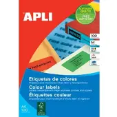 APLI Gekleurde etiketten Ft 105 x 148 mm (b x h), geel, 80 stuks, 4 per blad, etui van 20 blad