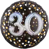 Amscan Folieballon sparkling 3D 30 (81cm) (zwart, goud, zilver)