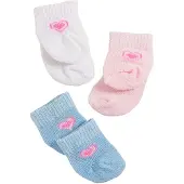 Heless Poppensokken 3 Paar 28-35 Cm Roze, Wit, Blauw
