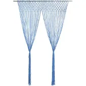 vidaXL Gordijn macramé 140x240 cm katoen blauw