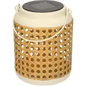 Lumineo LED Solar Lantaarn Ø12-H17cm Beige beige Metaal Staande lamp