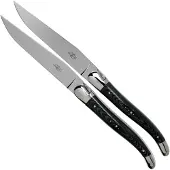Laguiole T22MINTCNOI zwart micarta gepolijst 2-delige steakmessenset
