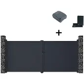 Vente-Unique.nl Gemotoriseerde draaipoort in aluminium NAZARIO antraciet - L392xH158cm