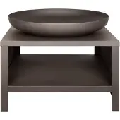 Esschert Design Vuurschaal Staal Ø61 cm -Zwart - Vuurschaal 61 cm - Vuurkorf - Met Houtopslag