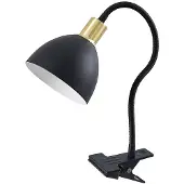 LINDBY Klemlamp Genora, zwart, Woon-/ Eetkamer, metaal, Modern, Klemlamp