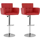 vidaXL Barkrukken, 2 stuks, rood, kunstleer