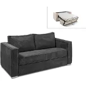 Vente-unique Driezits express slaapbank van ribfluweel - Antraciet - LORETO