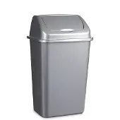 PlasticForte Afvalemmer 50L - zilver - 40 x 35 x 68 cm - kunststof - Prullenbakken