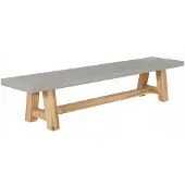 BUITEN living Veltis dining tuinbank | betonlook + hardhout | 250x45cm 3 personen