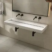 Saniclear Hoya solid surface wastafel 120x45,5cm zonder kraangat mat wit