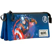 KARACTERMANIA - Etui voor schoolspullen, Captain America, met drie compartimenten
