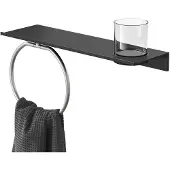 Geesa leev planchet 40 cm met handdoekring, zwart / rvs geborsteld