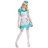 Boland Verkleedkostuum Bloody Nurse Dames Wit/blauw Maat 36/38