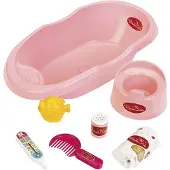 Klein Toys Princess Baby Coralie poppenverzorging - poppenbadje 41cm - incl accessoires - met potje - roze