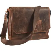 Maverick lederen schoudertas met laptopvak 14 inch