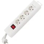 REV 0014412113: Wandcontactdoos met schakelaar, 4-voudig, wit, met aardingscontact (0014412113)