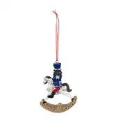 Clayre & Eef Kersthanger Notenkraker 10 cm Blauw Kunststof Kerstbal Blauw Kerstbal