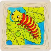 Goki Puzzel: VLINDER 20x20x1,5cm, 4 lagen, 44-delig, hout, 3+