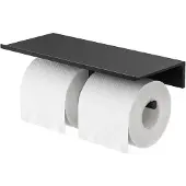 Geesa Planchet met Dubbele Toiletrolhouder Zonder Klep Leev 28 cm Zwart