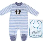 Mickey Mouse Set - 2-delig - Boxpak + Slab - Velours - Blauw - Maat 74 (9 maanden)