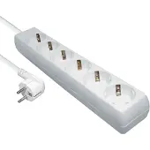 MaxTrack Stekkerdoos met 6 contacten / wit - 10 meter