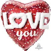 Anagram folieballon Love You 91 cm rood/wit