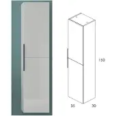 Royo Hoge Badkamerkast Indus 35cm - Wit Glanzend - Met 2 Deuren - 35x150x30cm
