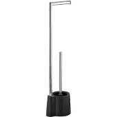 Wenko Toiletbutler Avola RVS glanzend/zwart - Toiletrolhouder en Toiletborstel met houder vrijstaand