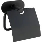 Wenko Turbo-Loc Toiletrolhouder met klep Orea RVS zwart mat - Toiletpapier houder - WC Rolhouder - Bevestigen zonder boren - Zelfklevend - 10 jaar garantie